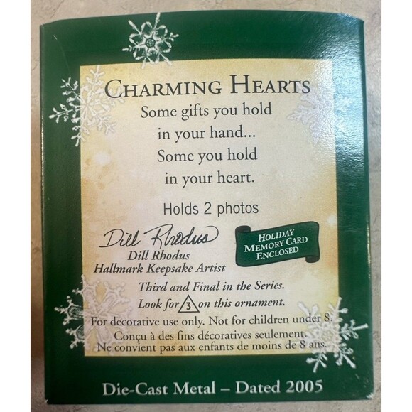 Hallmark Miniature Ornament 2005 Charming Hearts Photo Holder 3rd In Series - Picture 2 of 2
